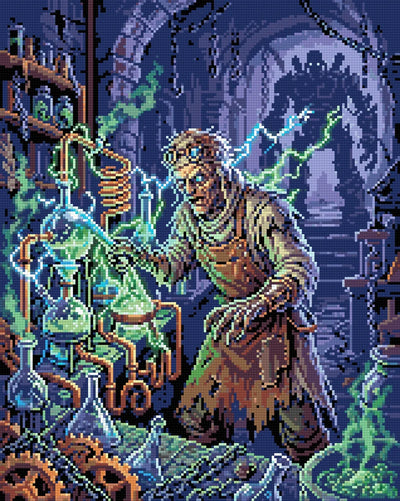 Mad Scientist Laboratory, 40x50 cm timanttimaalaus – lopullisen kuvion esikatselu