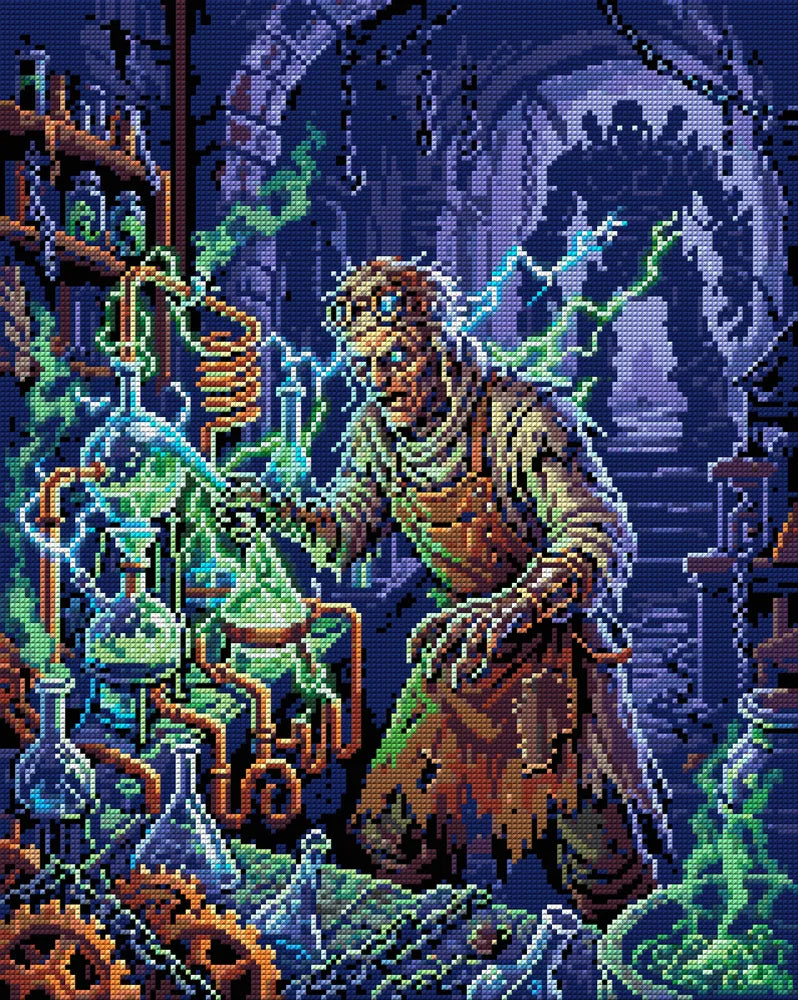 Mad Scientist Laboratory, 40x50 cm timanttimaalaus – koko kuvion esikatselu ilman lähikuvaa
