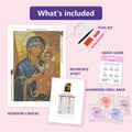 Thumbnail for Madonna and Child 40x60cm timanttimaalauspaketin sisalto: liimapintainen canvas, varikartta, tyokalut ja timanttipussit