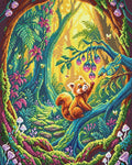 Thumbnail for Magical Forest Red Panda, 40x50 cm timanttimaalaus – lopullisen kuvion esikatselu