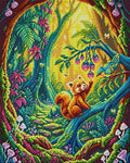 Thumbnail for Magical Forest Red Panda, 40x50 cm timanttimaalaus – koko kuvion esikatselu ilman lähikuvaa