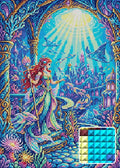 Thumbnail for Majestic Mermaid Underwater Palace, 50x70 cm timanttimaalaus – lopullisen kuvion esikatselu ja lähikuva neliönmuotoisista timanteista