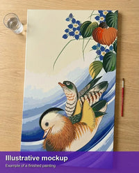 Thumbnail for Valmiin numeromaalauksen havainnekuva - Mandarin Ducks and Flowering Plants 40x70cm