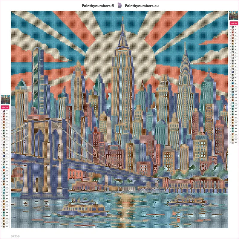Manhattan Deco Sunburst timanttimaalauksen liimapintainen canvas 50x50cm