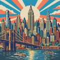 Thumbnail for Manhattan Deco Sunburst, 50x50 cm timanttimaalaus – lopullisen kuvion esikatselu