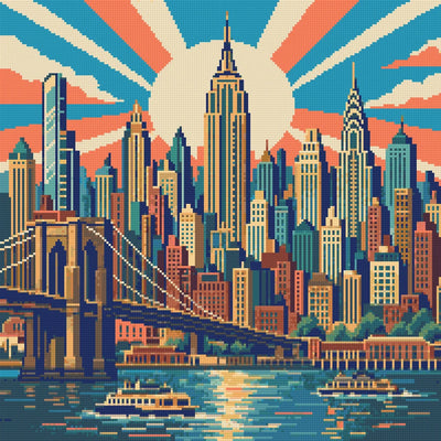 Manhattan Deco Sunburst, 50x50 cm timanttimaalaus – lopullisen kuvion esikatselu