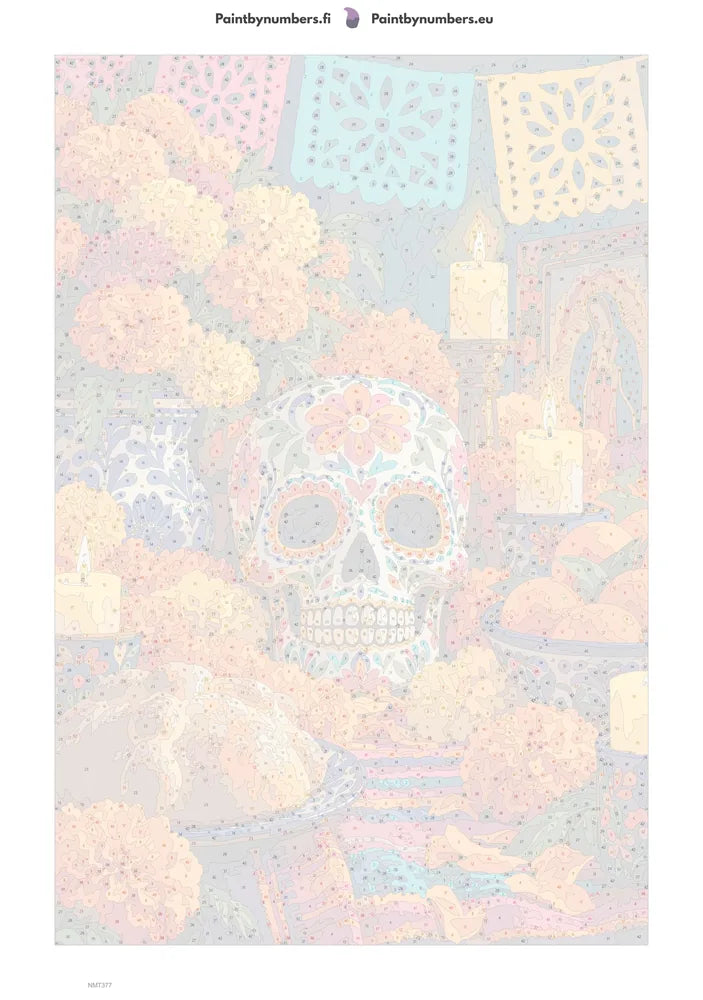 Numeromaalaus: Numeroitu kangas - Marigolds and Candles 40x60cm