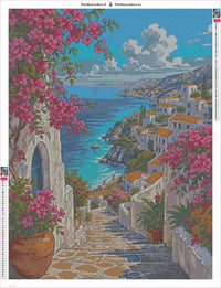 Thumbnail for Mediterranean Steps timanttimaalauksen liimapintainen canvas 60x80cm