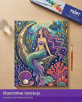 Thumbnail for Valmiin numeromaalauksen havainnekuva - Mermaid on Coral Reef 40x50cm