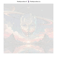Thumbnail for Numeroitu kangas - Metallic Mask and Sunset Planets 50x50cm