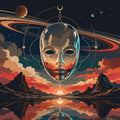 Thumbnail for Metallinen naamio ja planeetat numeromaalaus, avaruus ja auringonlasku.