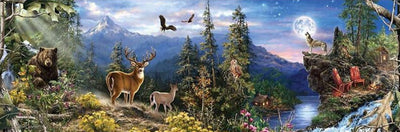 Forest Animals timanttimaalaus metsän eläimet panoraama