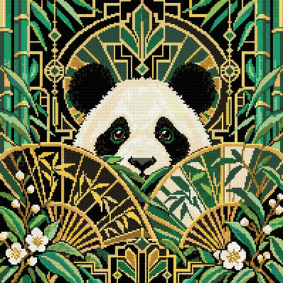 Midnight Bamboo Geometry, 50x50 cm timanttimaalaus – lopullisen kuvion esikatselu