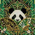 Thumbnail for Midnight Bamboo Geometry, 50x50 cm timanttimaalaus – koko kuvion esikatselu ilman lähikuvaa
