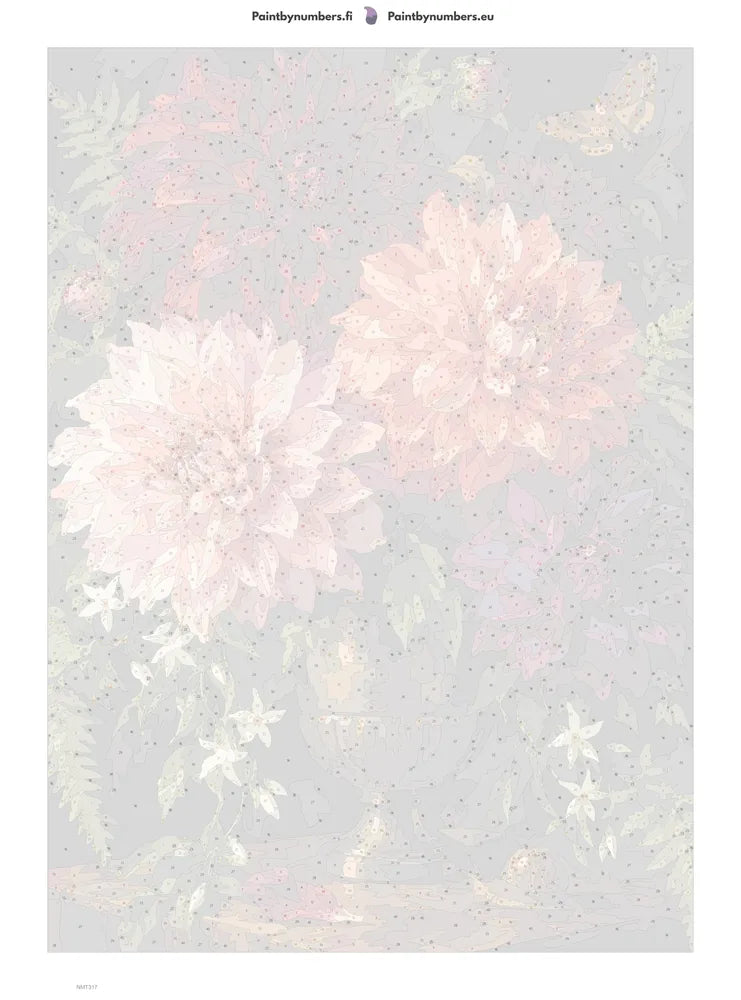 Numeromaalaus: Numeroitu kangas - Midnight Dahlias 50x70cm