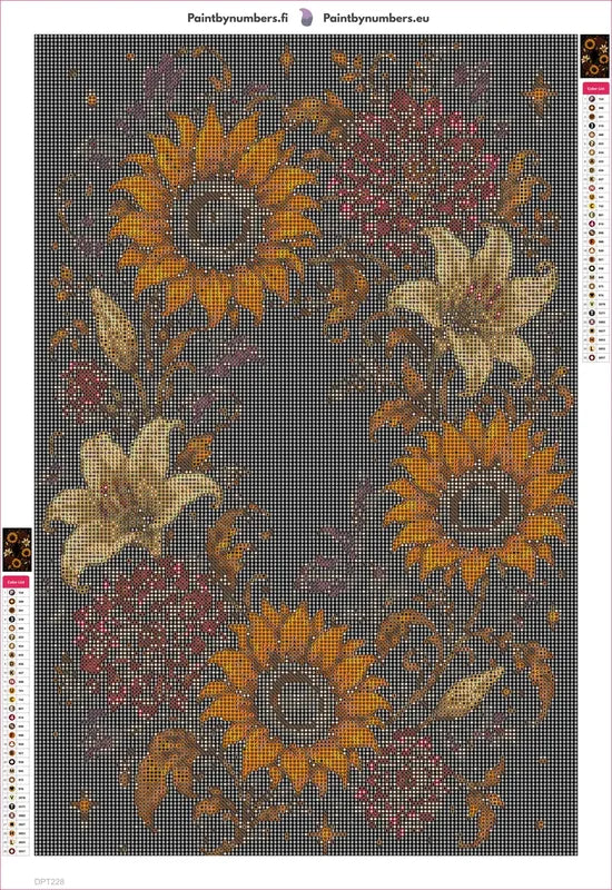 Midnight Flowers timanttimaalauksen liimapintainen canvas 40x60cm