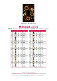 Thumbnail for Midnight Flowers timanttimaalauksen värikartta – 30 DMC-väriä