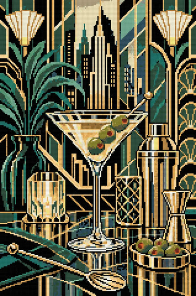 Midnight Martini Architecture, 40x60 cm timanttimaalaus – lopullisen kuvion esikatselu