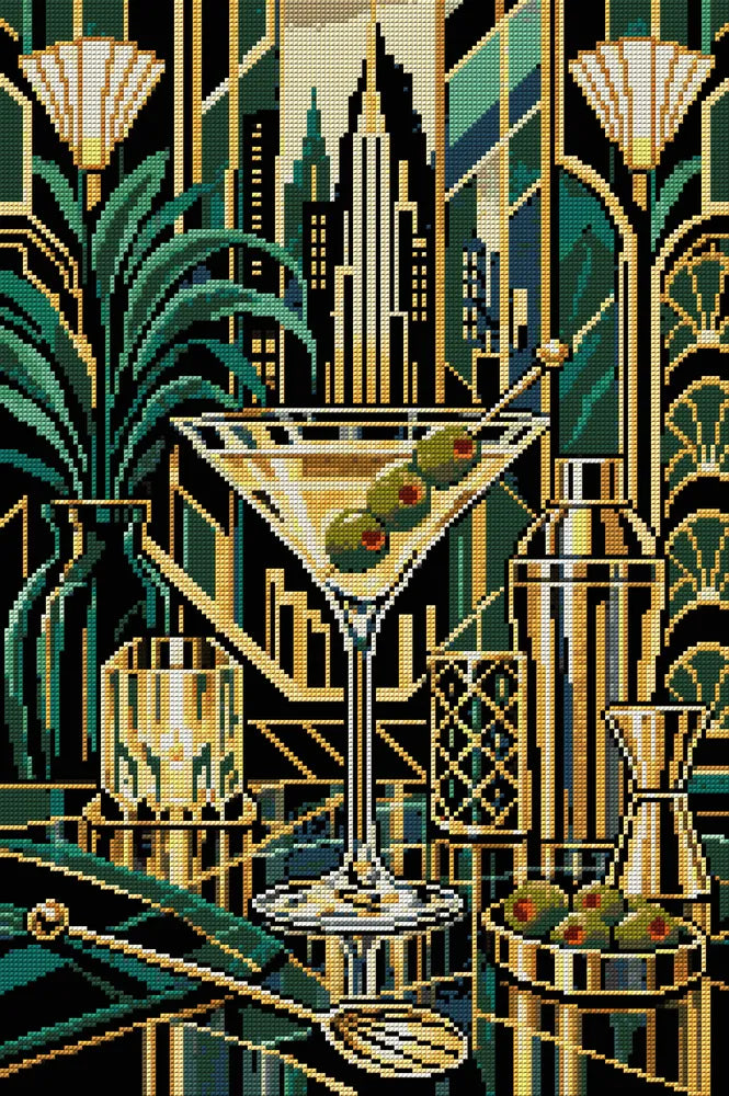 Midnight Martini Architecture, 40x60 cm timanttimaalaus – koko kuvion esikatselu ilman lähikuvaa