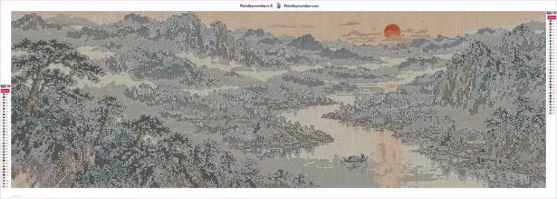 Misty Mountains Ink Panorama timanttimaalauksen liimapintainen canvas 120x40cm