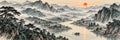 Thumbnail for Misty Mountains Ink Panorama, 120x40 cm timanttimaalaus – alkuperäinen kuva, josta kuvio on tehty