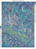 Thumbnail for Moonlit Fantasy Unicorn Forest timanttimaalauksen liimapintainen canvas 50x70cm