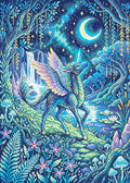 Thumbnail for Moonlit Fantasy Unicorn Forest, 50x70 cm timanttimaalaus – lopullisen kuvion esikatselu