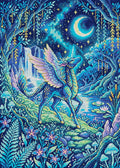 Thumbnail for Moonlit Fantasy Unicorn Forest, 50x70 cm timanttimaalaus – koko kuvion esikatselu ilman lähikuvaa