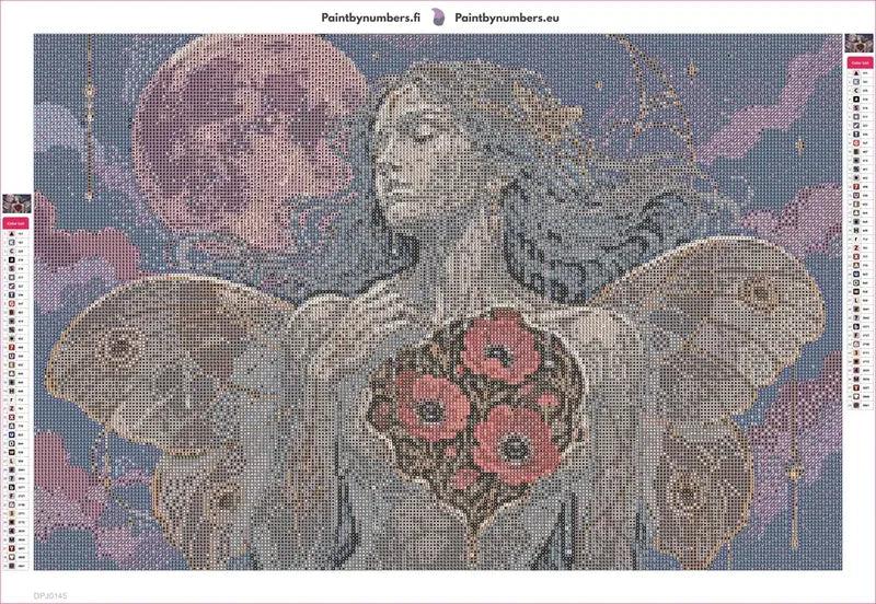 Moonlit Moth Wings timanttimaalauksen liimapintainen canvas 60x40cm
