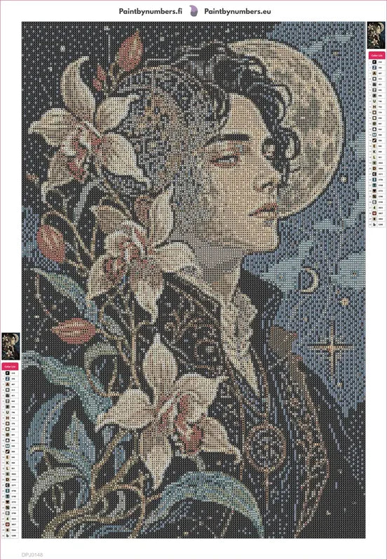 Moonlit Portrait timanttimaalauksen liimapintainen canvas 40x60cm
