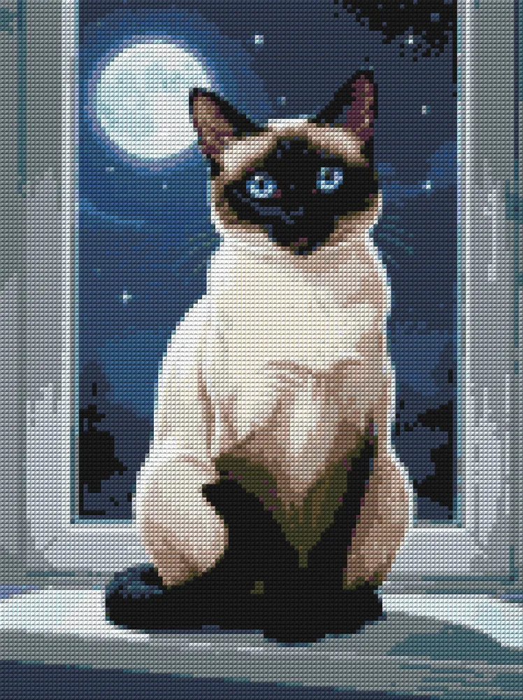 Timanttikuvio - Moonlit Siamese Cat