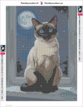 Thumbnail for Moonlit Siamese Cat timanttimaalauksen liimapintainen canvas 30x40cm