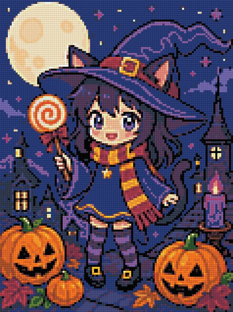 Timanttikuvio - Moonlit Witch Kitten