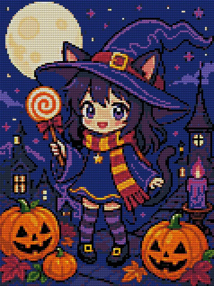 Timanttikuvio - Moonlit Witch Kitten