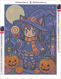 Thumbnail for Moonlit Witch Kitten timanttimaalauksen liimapintainen canvas 30x40cm
