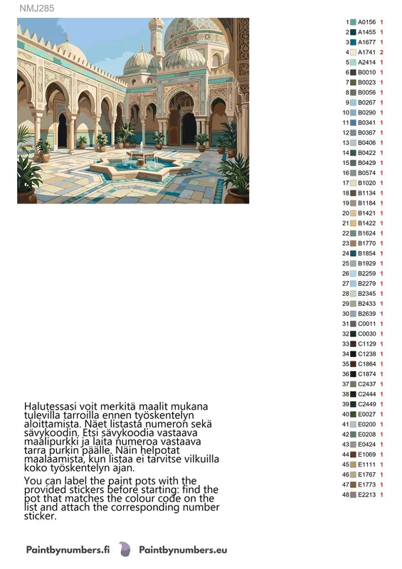 Värikartta ja ohjeet - Moorish Courtyard Fountain 50x40cm