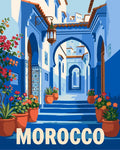 Thumbnail for Marokko travel poster numeromaalaus, sininen kaupunki