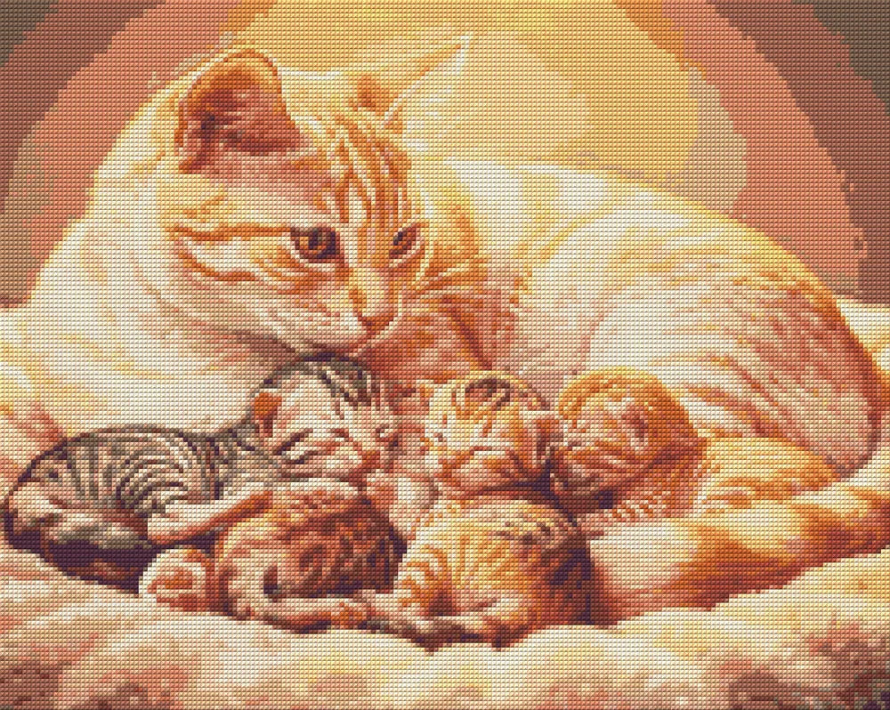 Timanttikuvio - Mother Cat and Kittens