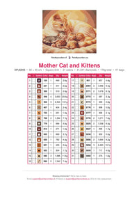 Thumbnail for Mother Cat and Kittens timanttimaalauksen värikartta – 31 DMC-väriä