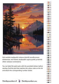 Thumbnail for Värikartta ja ohjeet - Mountain Lake Sunset 40x50cm