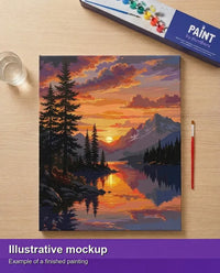 Thumbnail for Valmiin numeromaalauksen havainnekuva - Mountain Lake Sunset 40x50cm