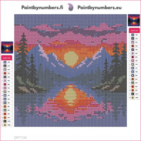 Thumbnail for Mountain Sunset Lake timanttimaalauksen liimapintainen canvas 20x20cm