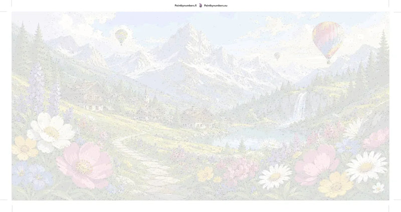 Numeroitu kangas - Mountain Village and Wildflowers 120x60cm