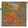 Thumbnail for Mouse Family's Pumpkin Harvest timanttimaalauksen liimapintainen canvas 40x40cm
