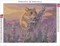 Thumbnail for Mouse on Lavender timanttimaalauksen liimapintainen canvas 40x30cm