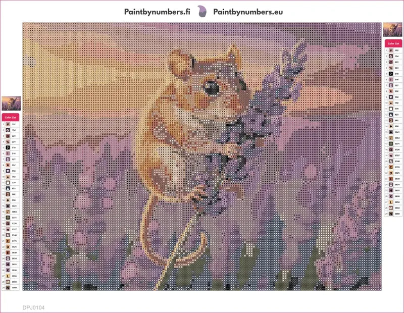 Mouse on Lavender timanttimaalauksen liimapintainen canvas 40x30cm