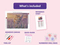 Thumbnail for Mouse on Lavender 40x30cm timanttimaalauspaketin sisalto: liimapintainen canvas, varikartta, tyokalut ja timanttipussit