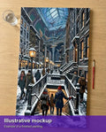Thumbnail for Valmiin numeromaalauksen havainnekuva - Museum Staircase and Birds 40x70cm