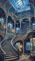 Thumbnail for Museon portaikko ja katosta roikkuvat linnut numeromaalaus