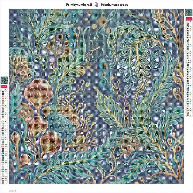 Mystical Botanical Fantasy timanttimaalauksen liimapintainen canvas 50x50cm
